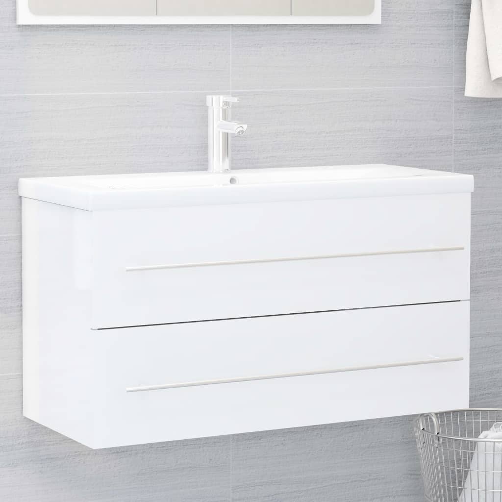 Waschbeckenunterschrank Weiß 90x38,5x48 cm Holzwerkstoff