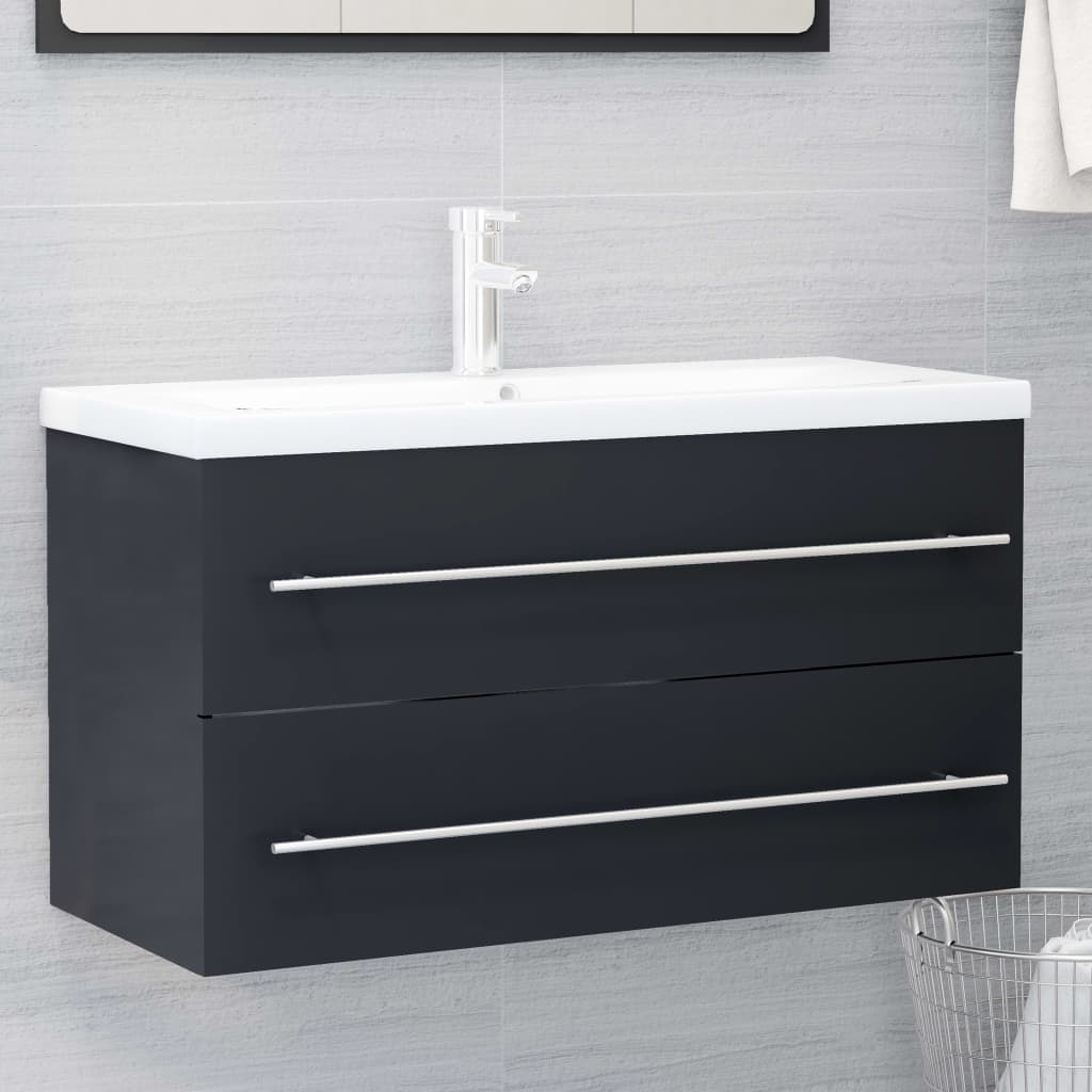 Waschbeckenunterschrank Grau 90x38,5x48 cm Holzwerkstoff