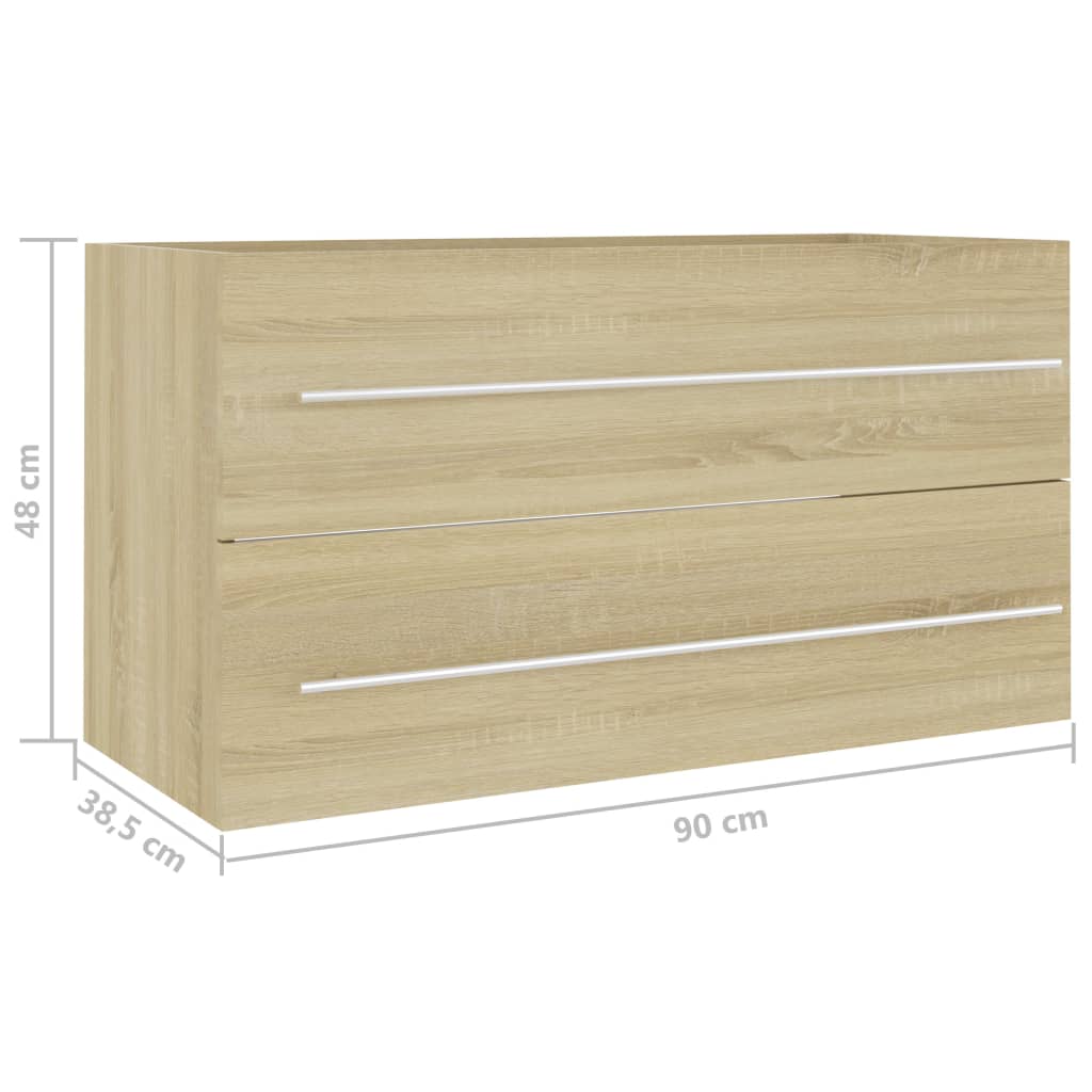 Waschbeckenunterschrank Sonoma-Eiche 90x38,5x48cm Holzwerkstoff