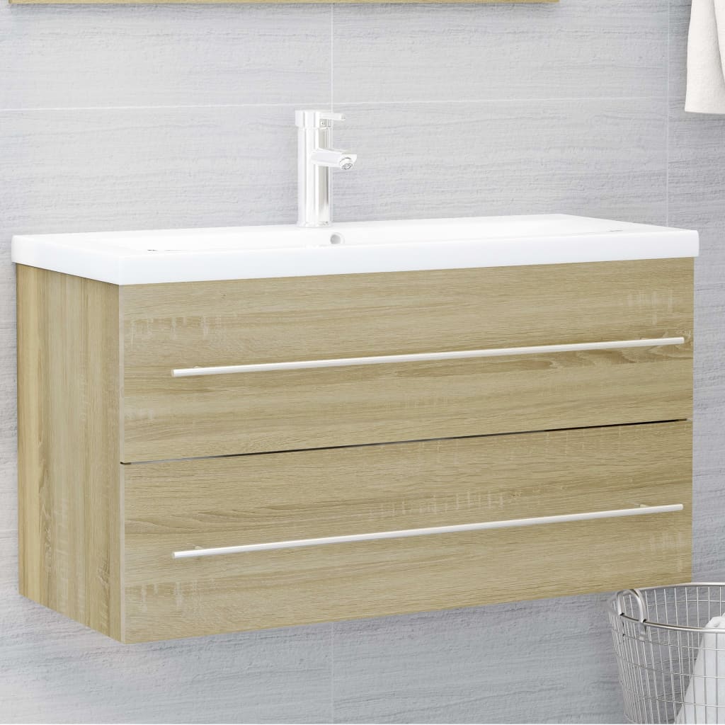 Waschbeckenunterschrank Sonoma-Eiche 90x38,5x48cm Holzwerkstoff