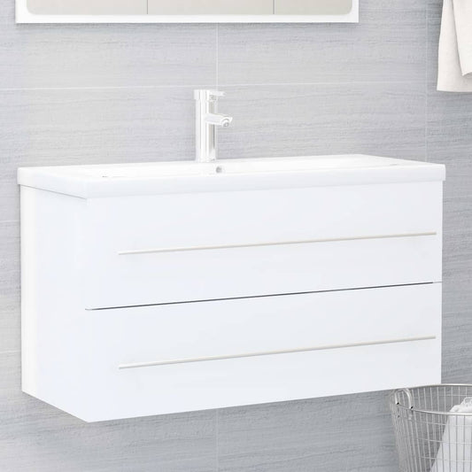 Waschbeckenunterschrank Hochglanz-Weiß 90x38,5x48 cm