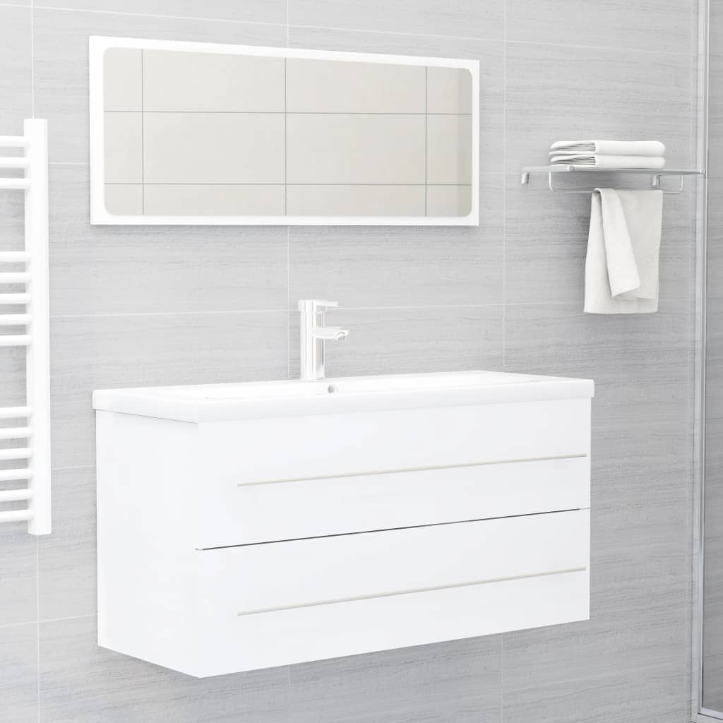 Meuble lavabo blanc 100x38,5x48 cm en bois