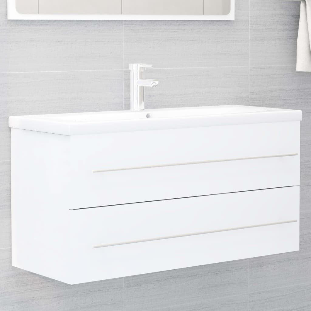 Meuble lavabo blanc 100x38,5x48 cm en bois