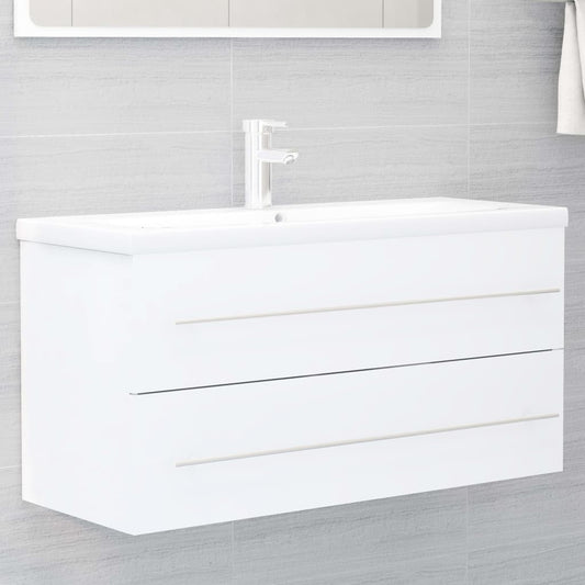 Meuble lavabo blanc 100x38,5x48 cm en bois