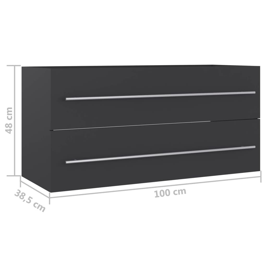 Waschbeckenunterschrank Grau 100x38,5x48 cm Holzwerkstoff