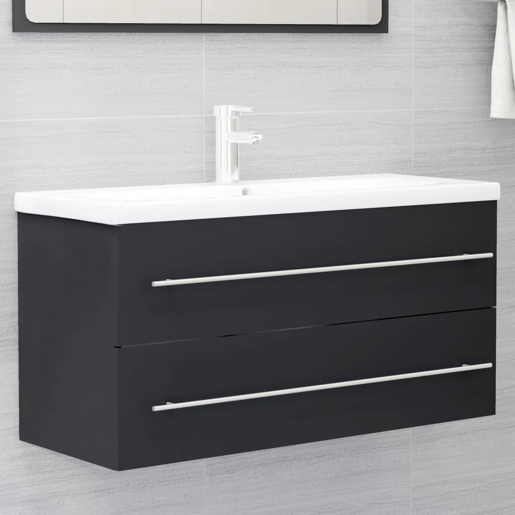 Waschbeckenunterschrank Grau 100x38,5x48 cm Holzwerkstoff