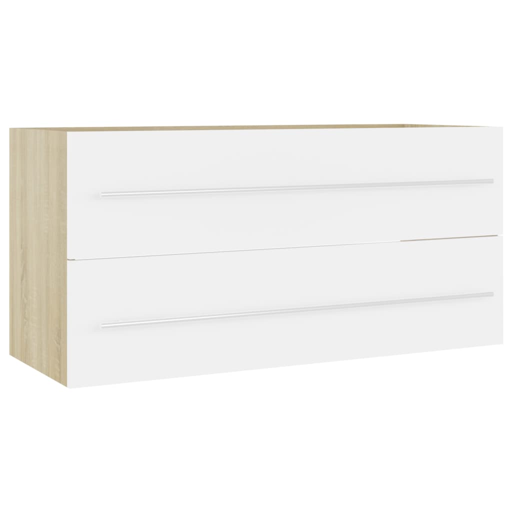 Waschbeckenunterschrank Weiß Sonoma-Eiche 100x38,5x48 cm