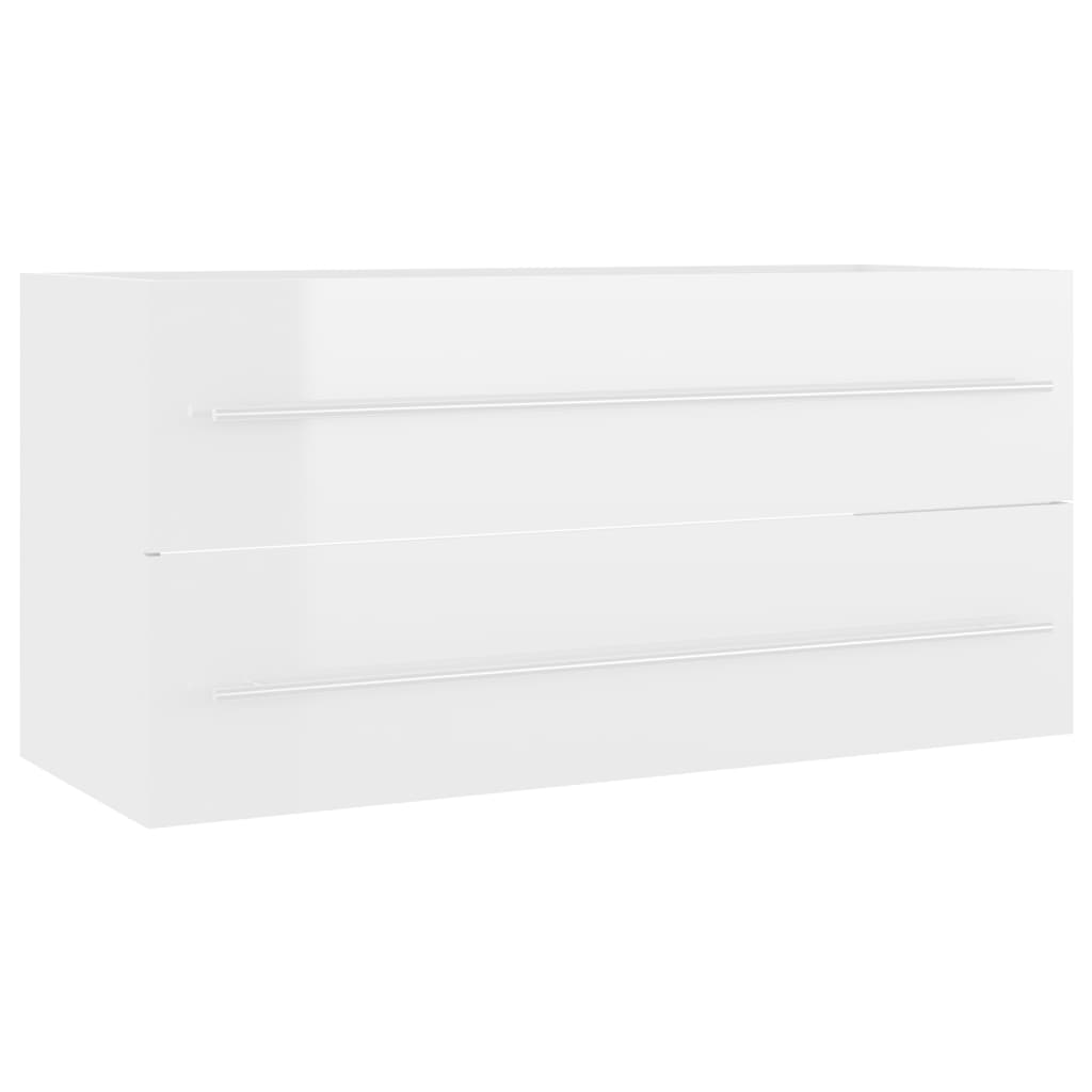Waschbeckenunterschrank Hochglanz-Weiß 100x38,5x48 cm