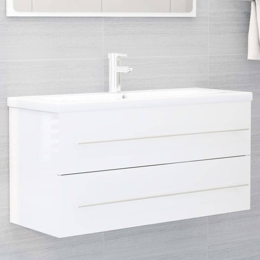Waschbeckenunterschrank Hochglanz-Weiß 100x38,5x48 cm