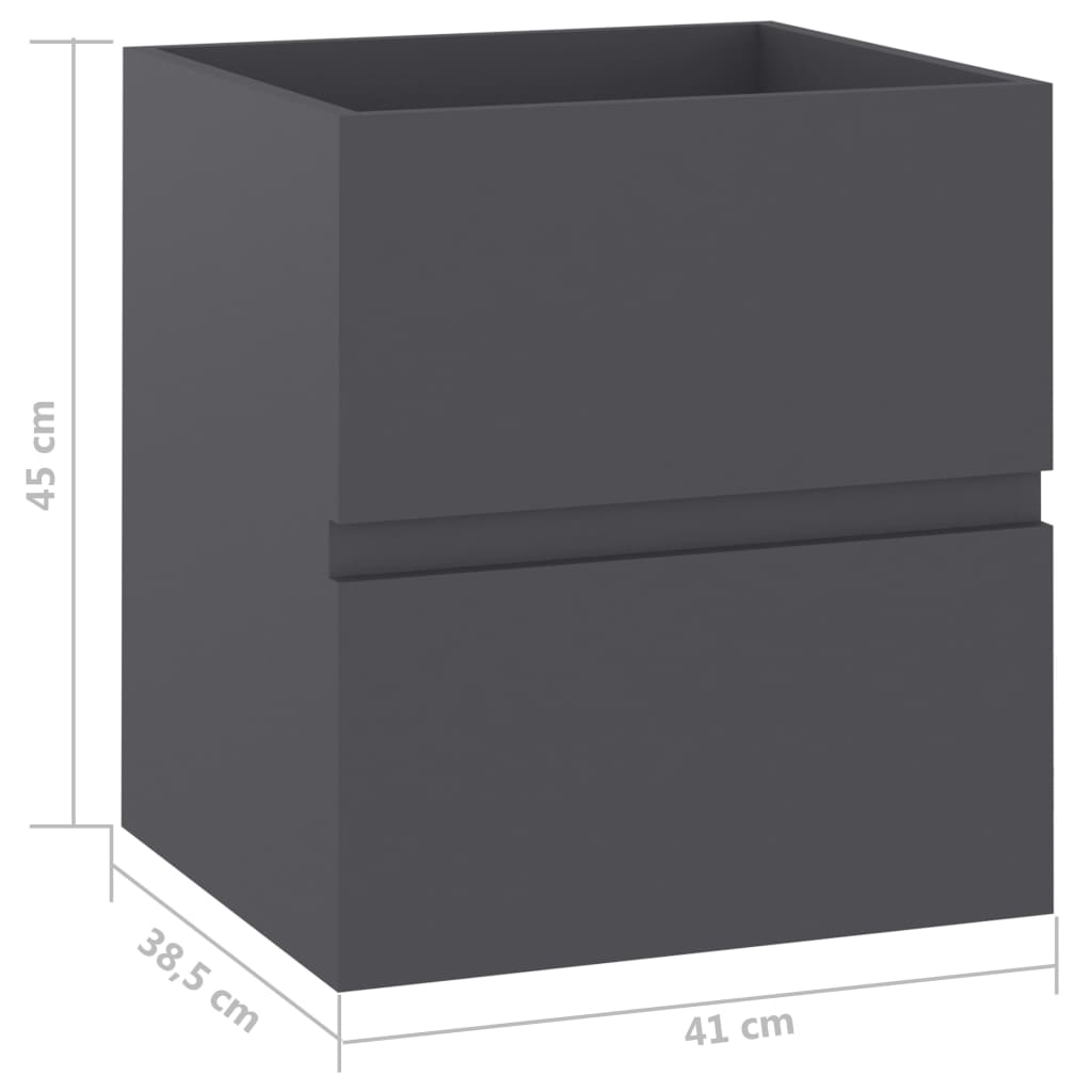 Waschbeckenunterschrank Grau 41x38,5x45 cm Holzwerkstoff