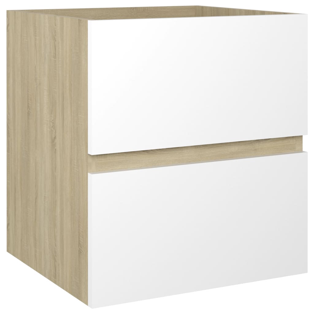 Waschbeckenunterschrank Weiß Sonoma-Eiche 41x38,5x45 cm