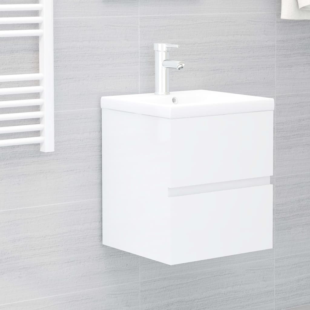 Waschbeckenunterschrank Hochglanz-Weiß 41x38,5x45 cm