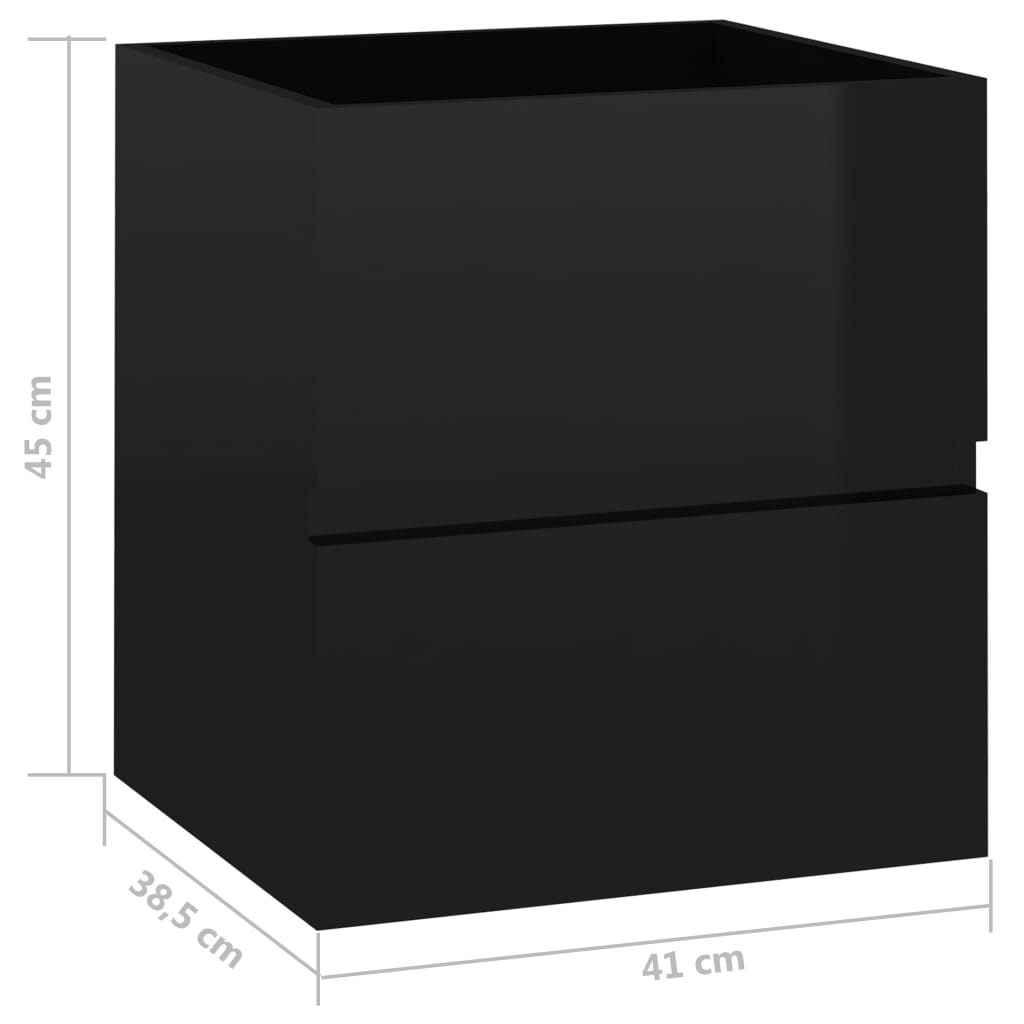 Waschbeckenunterschrank Hochglanz-Schwarz 41x38,5x45 cm