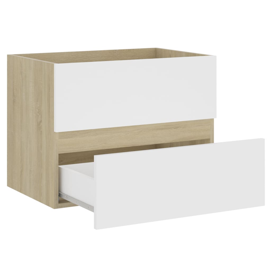 Waschbeckenunterschrank Weiß Sonoma-Eiche 60x38,5x45 cm