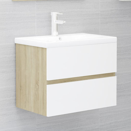 Waschbeckenunterschrank Weiß Sonoma-Eiche 60x38,5x45 cm
