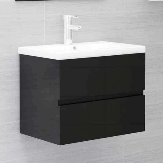 Waschbeckenunterschrank Hochglanz-Schwarz 60x38,5x45 cm