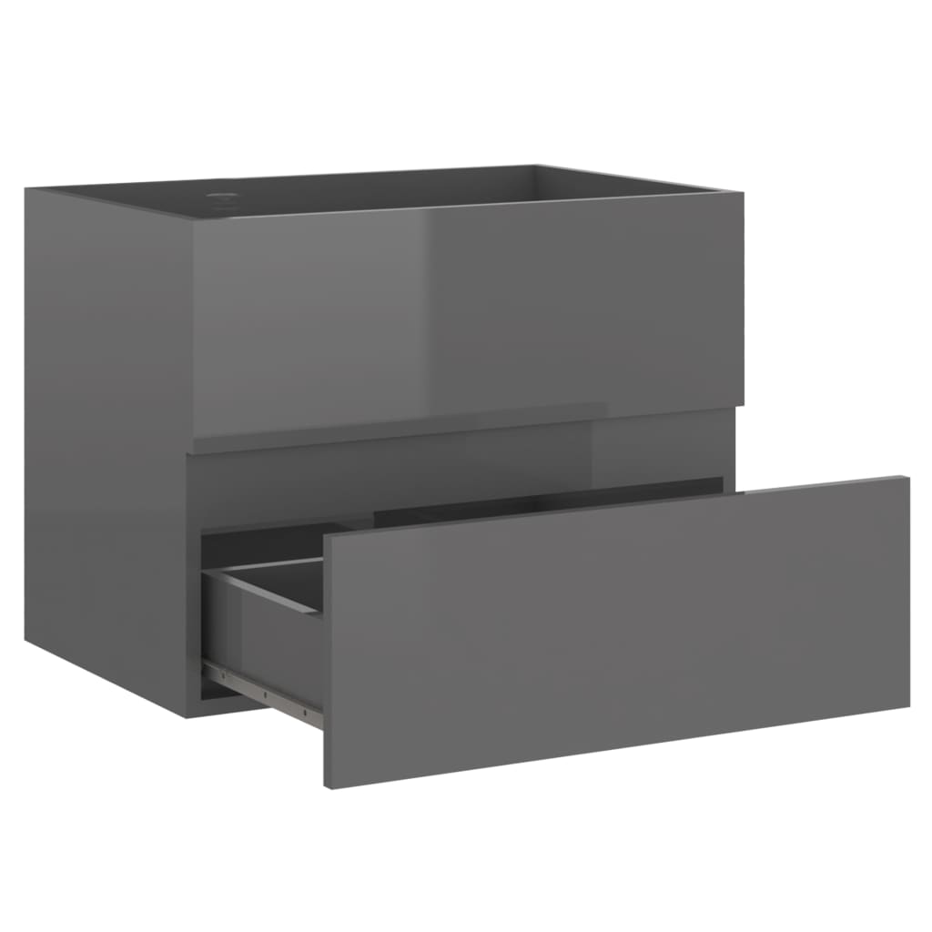 Waschbeckenunterschrank Hochglanz-Grau 60x38,5x45 cm