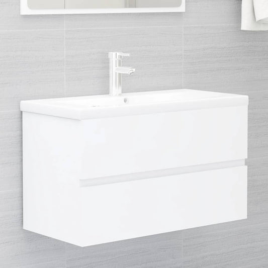 Meuble lavabo blanc 80x38,5x45 cm en bois