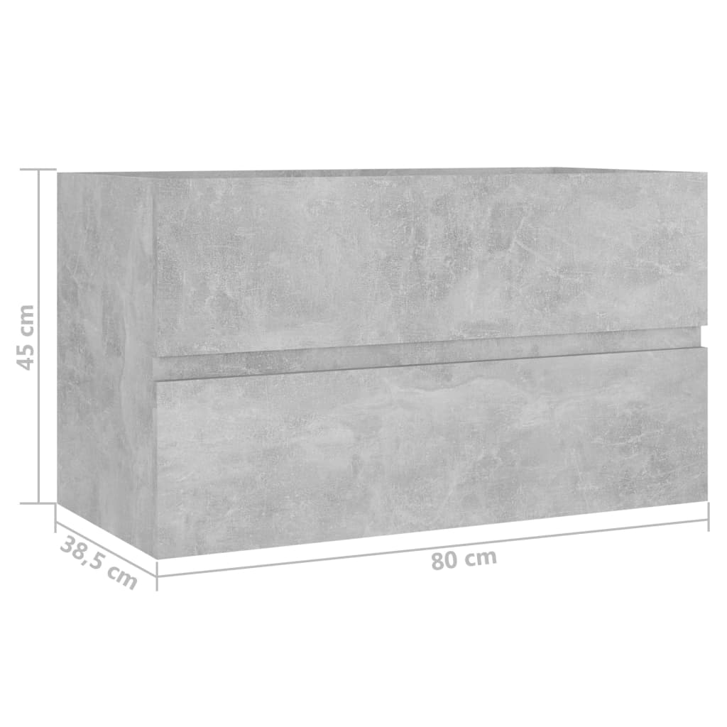 Waschbeckenunterschrank Betongrau 80x38,5x45 cm Holzwerkstoff