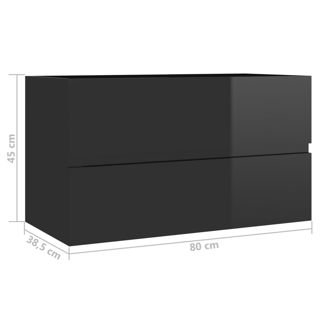 Waschbeckenunterschrank Hochglanz-Schwarz 80x38,5x45 cm