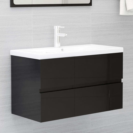 Waschbeckenunterschrank Hochglanz-Schwarz 80x38,5x45 cm