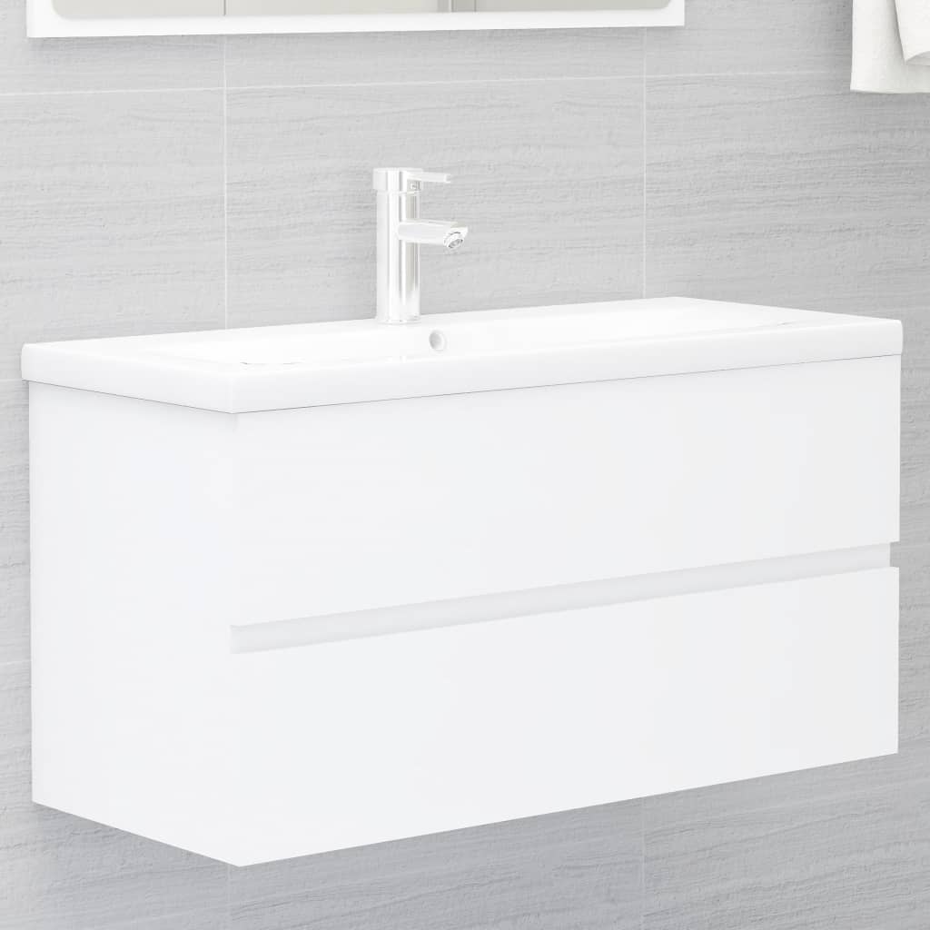 Meuble lavabo blanc 90x38,5x45 cm en bois