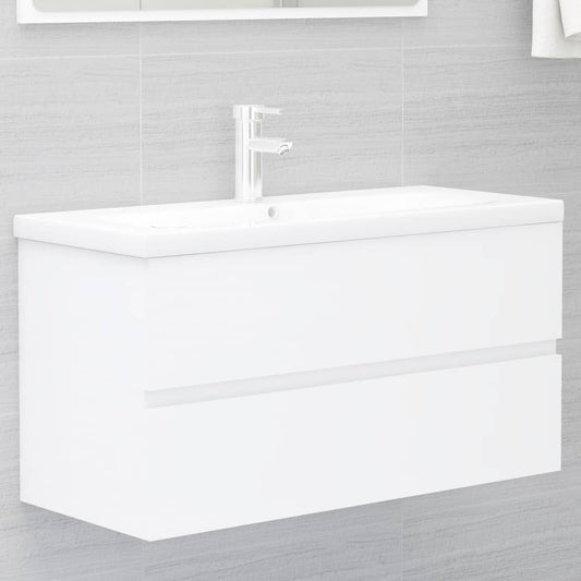 Meuble lavabo blanc 90x38,5x45 cm en bois