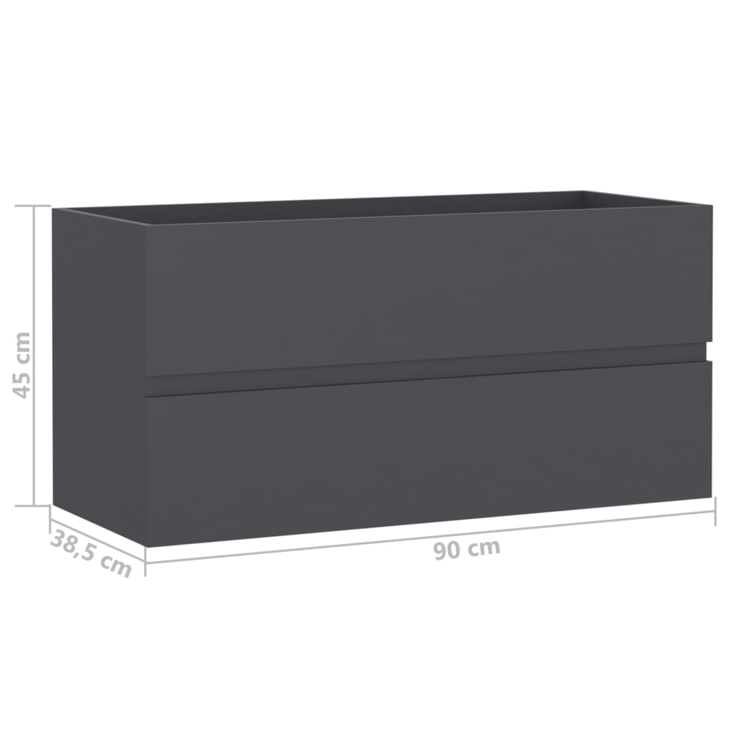 Waschbeckenunterschrank Grau 90x38,5x45 cm Holzwerkstoff