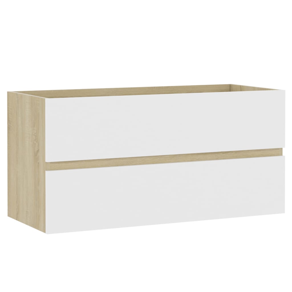 Waschbeckenunterschrank Weiß Sonoma-Eiche 90x38,5x45 cm