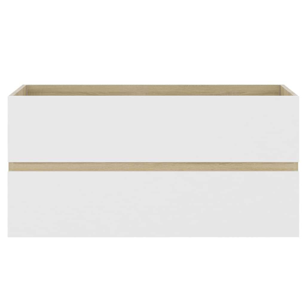 Waschbeckenunterschrank Weiß Sonoma-Eiche 90x38,5x45 cm