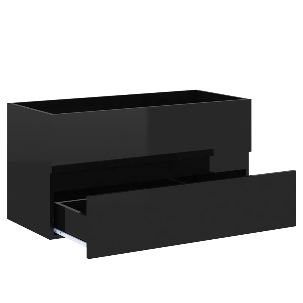 Waschbeckenunterschrank Hochglanz-Schwarz 90x38,5x45 cm