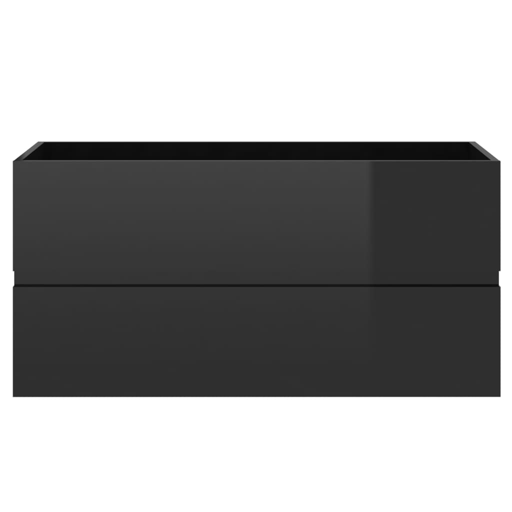 Waschbeckenunterschrank Hochglanz-Schwarz 90x38,5x45 cm