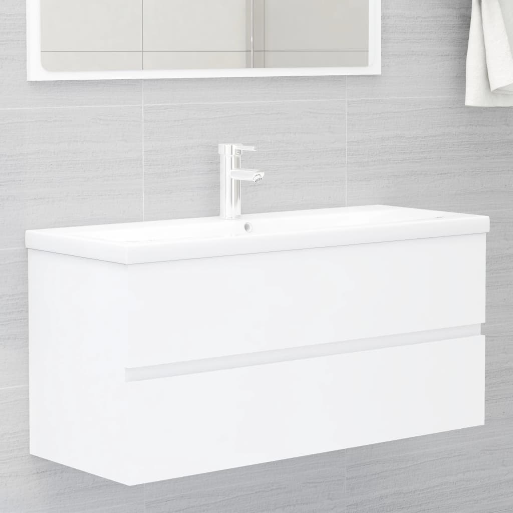 Meuble lavabo blanc 100x38,5x45 cm en bois