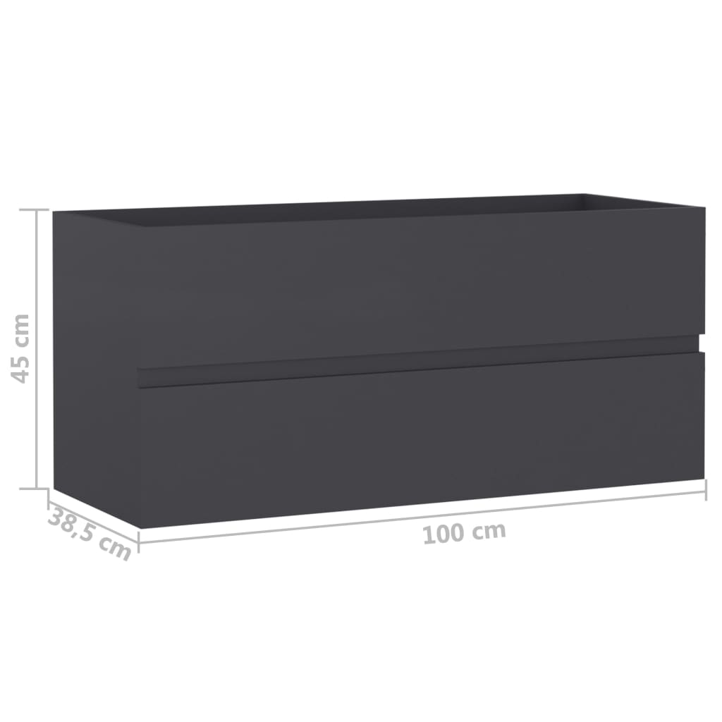 Waschbeckenunterschrank Grau 100x38,5x45 cm Holzwerkstoff