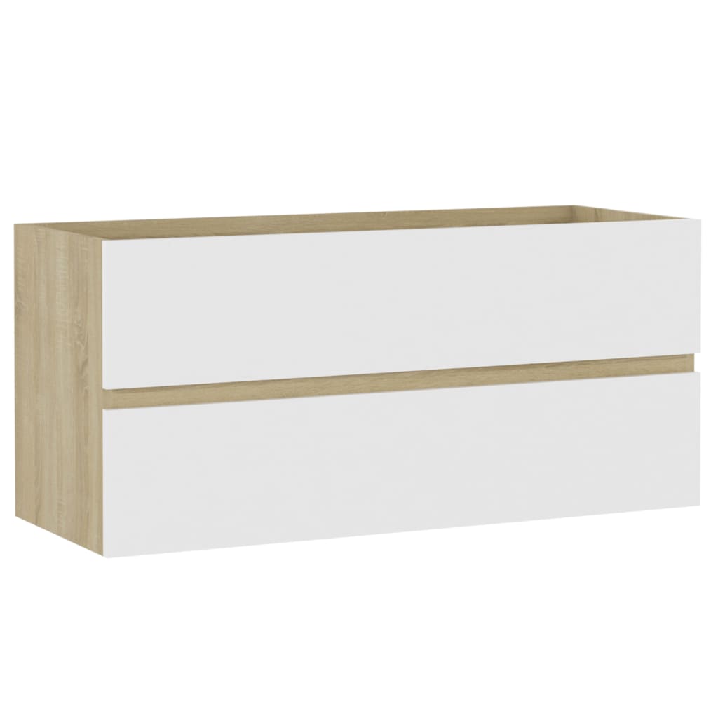 Waschbeckenunterschrank Weiß Sonoma-Eiche 100x38,5x45 cm