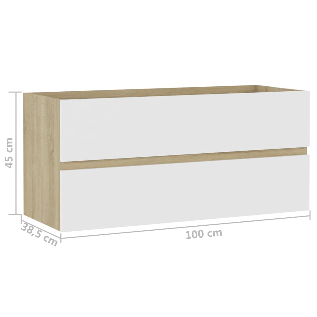 Waschbeckenunterschrank Weiß Sonoma-Eiche 100x38,5x45 cm