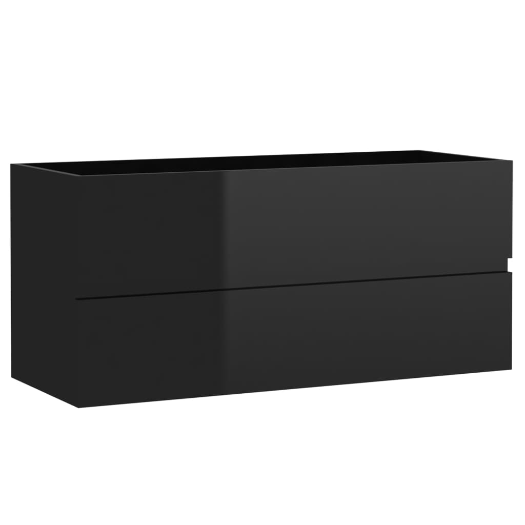 Waschbeckenunterschrank Hochglanz-Schwarz 100x38,5x45 cm