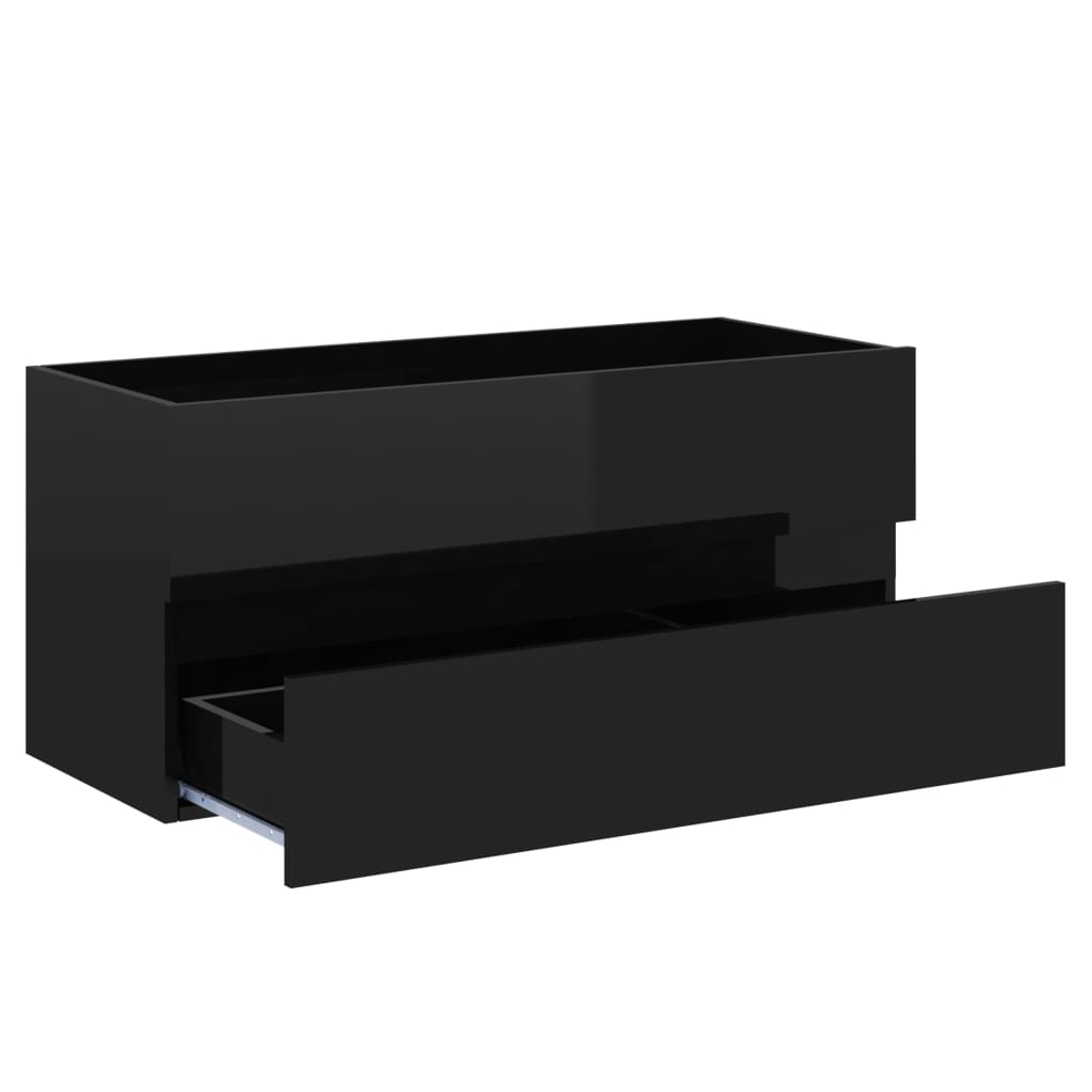 Waschbeckenunterschrank Hochglanz-Schwarz 100x38,5x45 cm