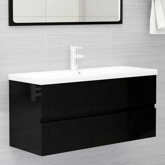 Waschbeckenunterschrank Hochglanz-Schwarz 100x38,5x45 cm