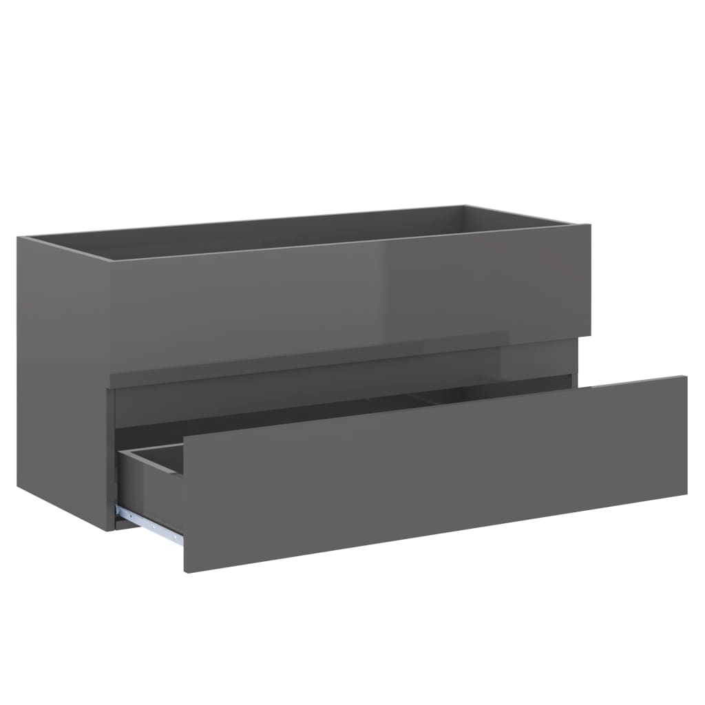 Waschbeckenunterschrank Hochglanz-Grau 100x38,5x45 cm