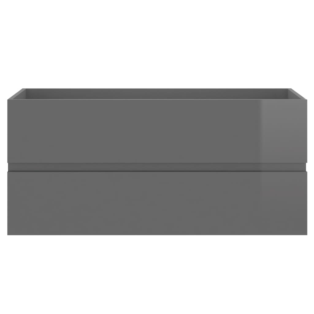 Waschbeckenunterschrank Hochglanz-Grau 100x38,5x45 cm