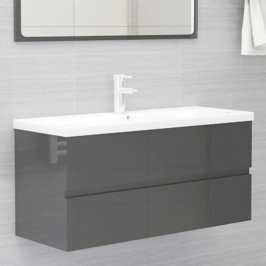 Waschbeckenunterschrank Hochglanz-Grau 100x38,5x45 cm
