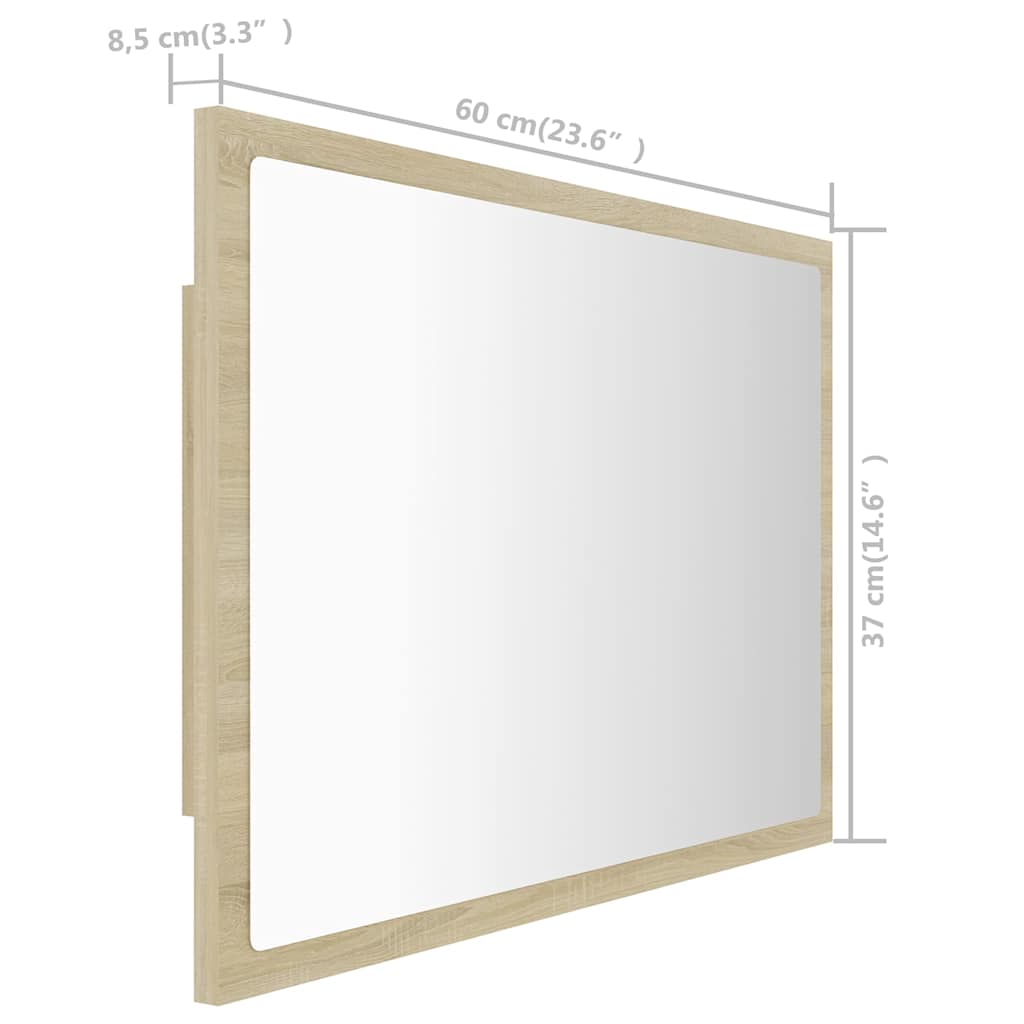 LED-Badspiegel Sonoma-Eiche 60x8,5x37 cm Acryl