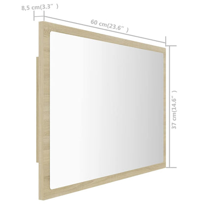 LED-Badspiegel Sonoma-Eiche 60x8,5x37 cm Acryl