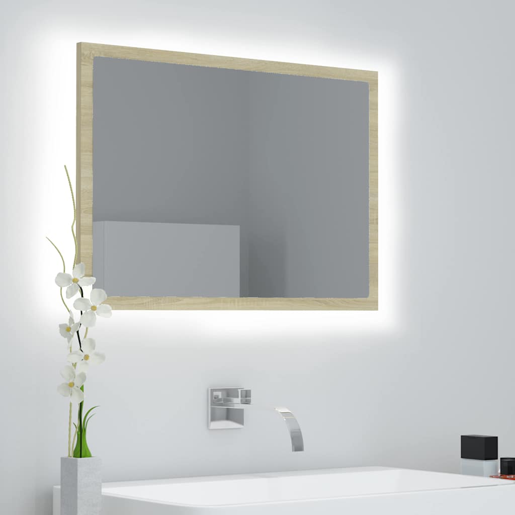 LED-Badspiegel Sonoma-Eiche 60x8,5x37 cm Acryl