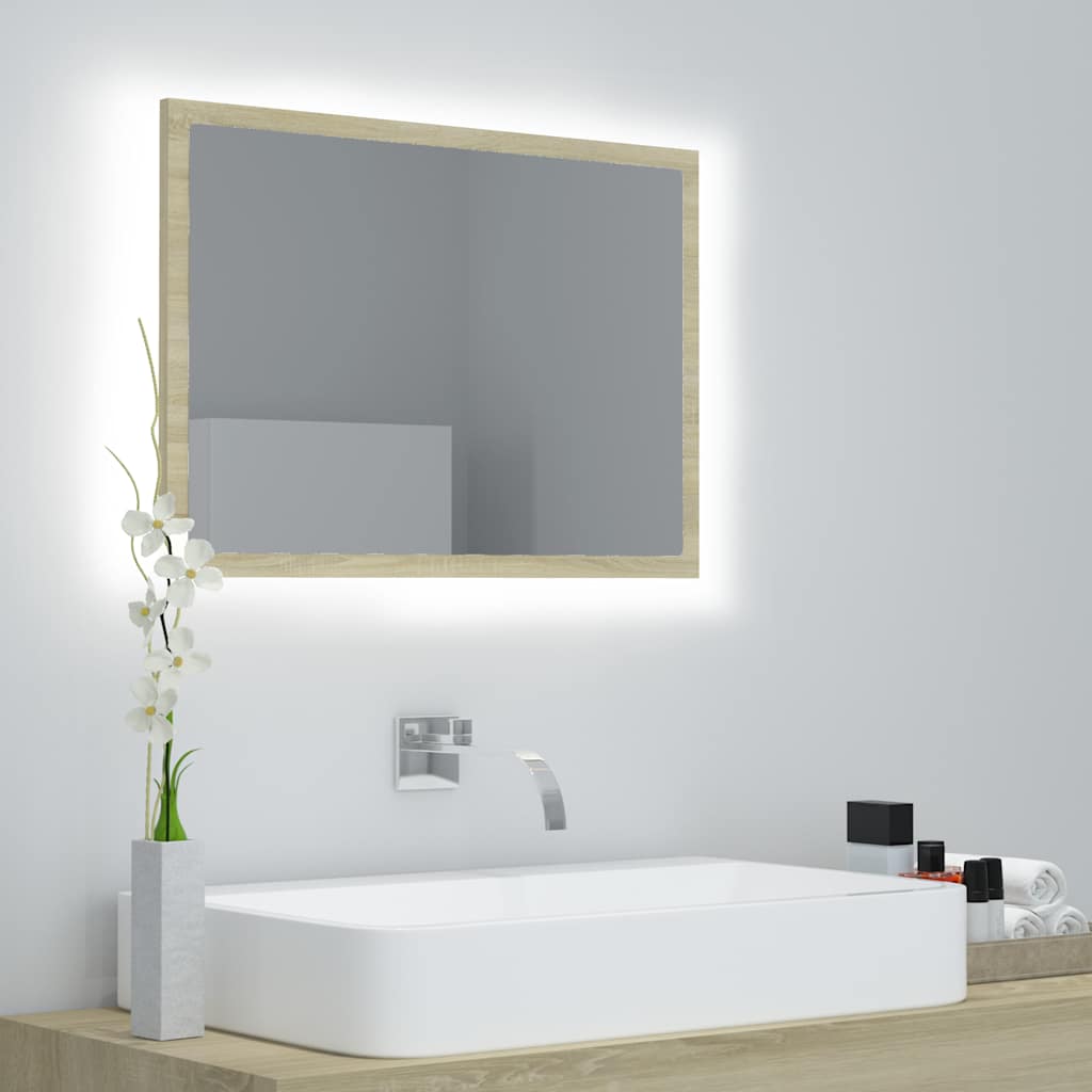 LED-Badspiegel Sonoma-Eiche 60x8,5x37 cm Acryl