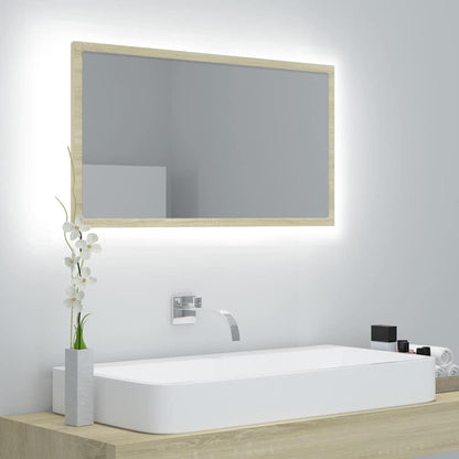 LED-Badspiegel Sonoma-Eiche 80x8,5x37 cm Acryl