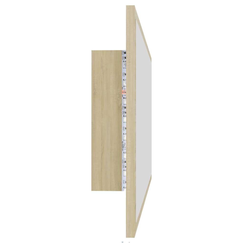 LED-Badspiegel Sonoma-Eiche 90x8,5x37 cm Acryl