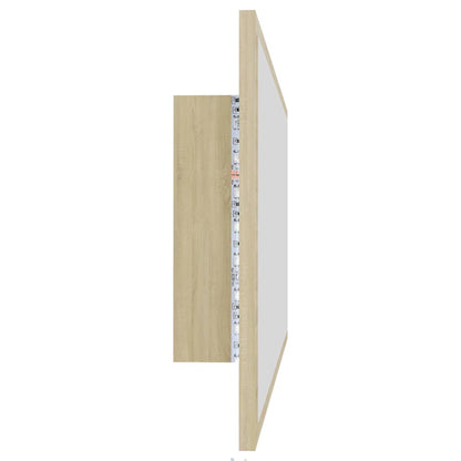 LED-Badspiegel Sonoma-Eiche 90x8,5x37 cm Acryl