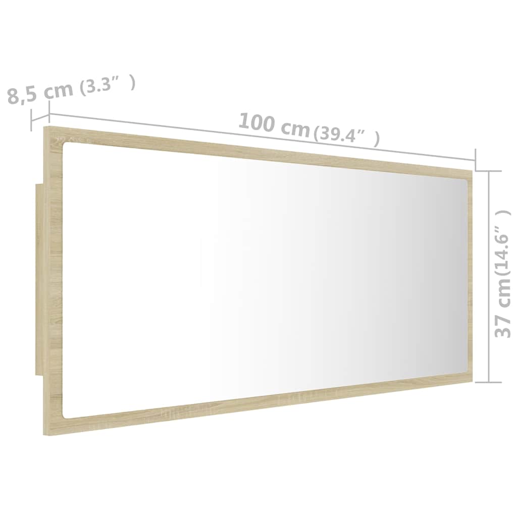 LED-Badspiegel Sonoma-Eiche 100x8,5x37 cm Acryl